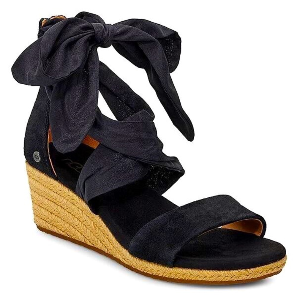 UGG Black Lace-up Wedges